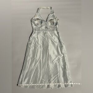 Elegant Halter Neck Dress with Floral Embroidery